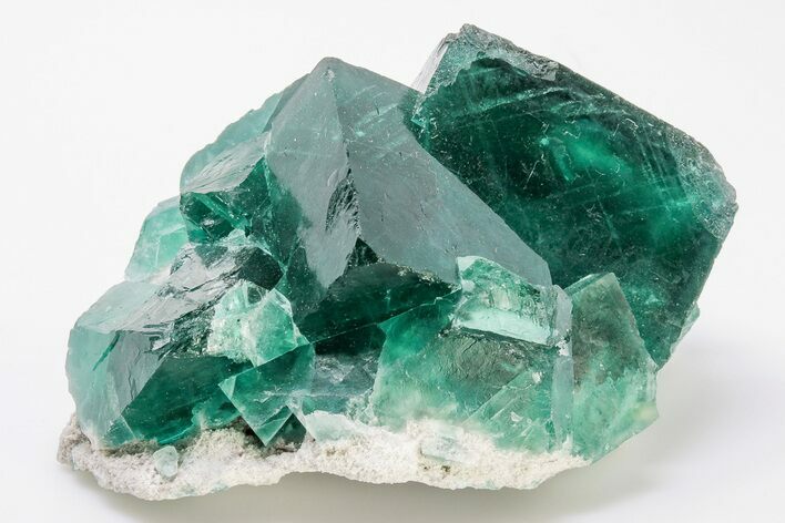 Cubic Green Fluorite Crystal Cluster on Quartz - China #197169